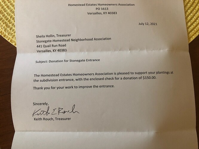 HE HOA Donation Letter